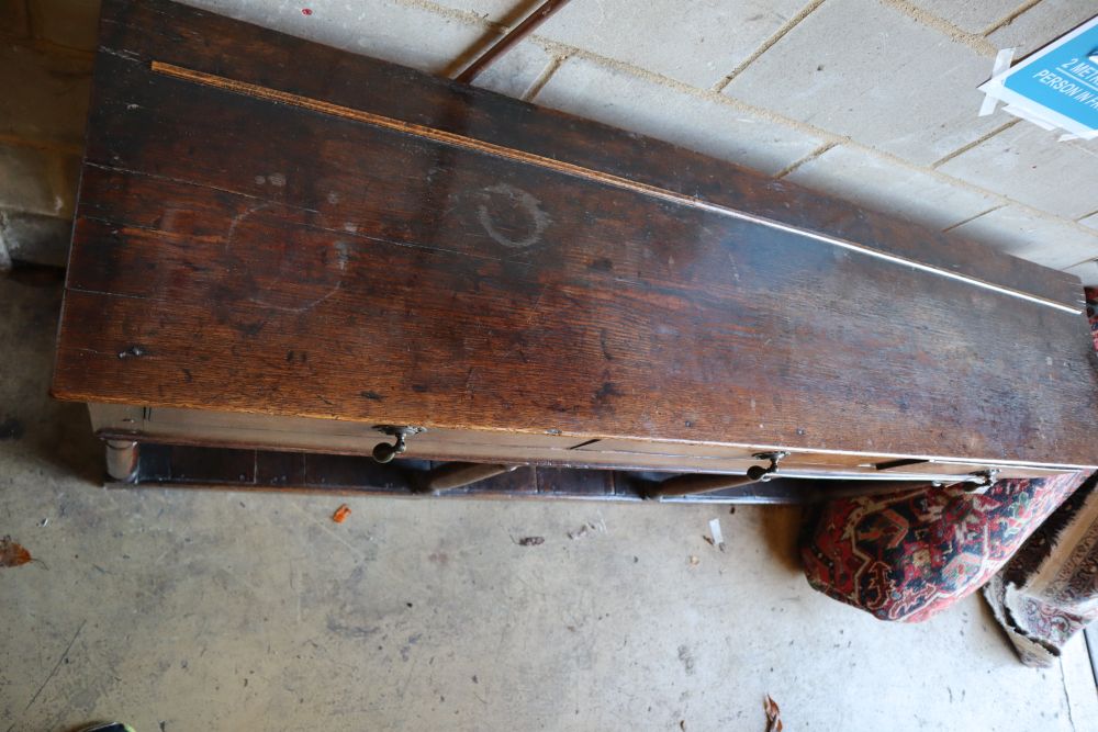 A Georgian oak three-drawer dresser base with potshelf, width 172cm